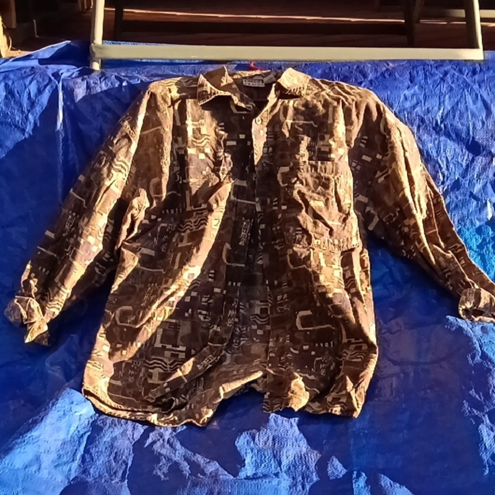 Vintage Button Down Shirt in Brown Pattern